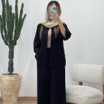 ست مانتو شلوار الیاف جلو دکمه