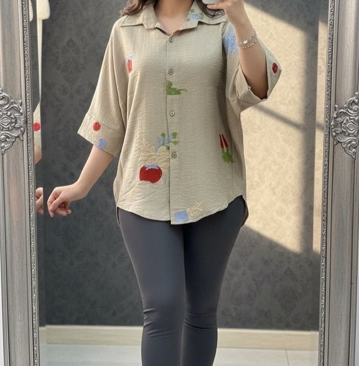 شومیز باکسی کرسبو گلدوزی