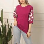 تیشرت استین سه رب گلدار لانگ