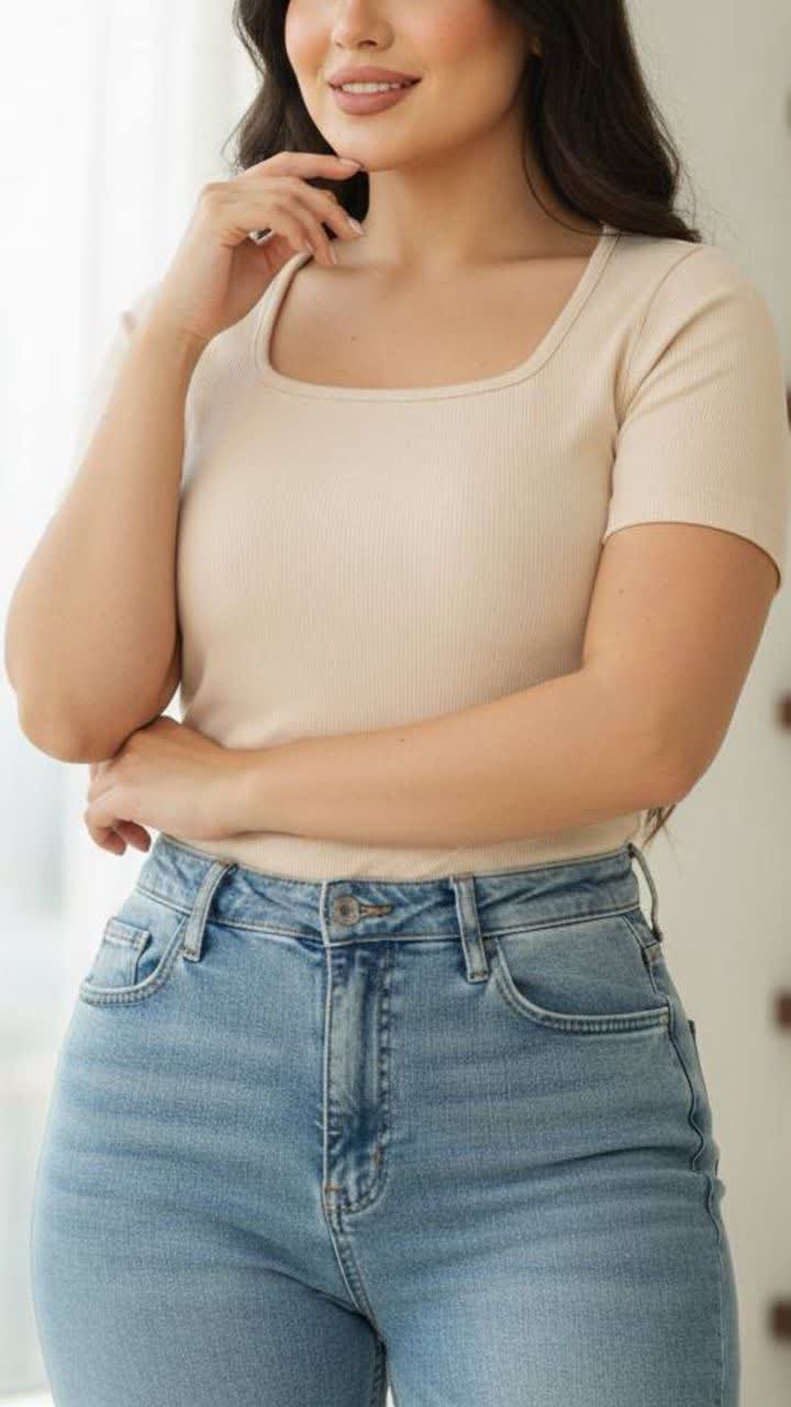 تیشرت کراپ یقه خشتی کبریتی