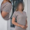 تیشرت فانریپ رنگی قاپک دار استین دکمه