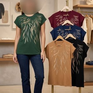 تیشرت سرخود ویسکوز نگینی