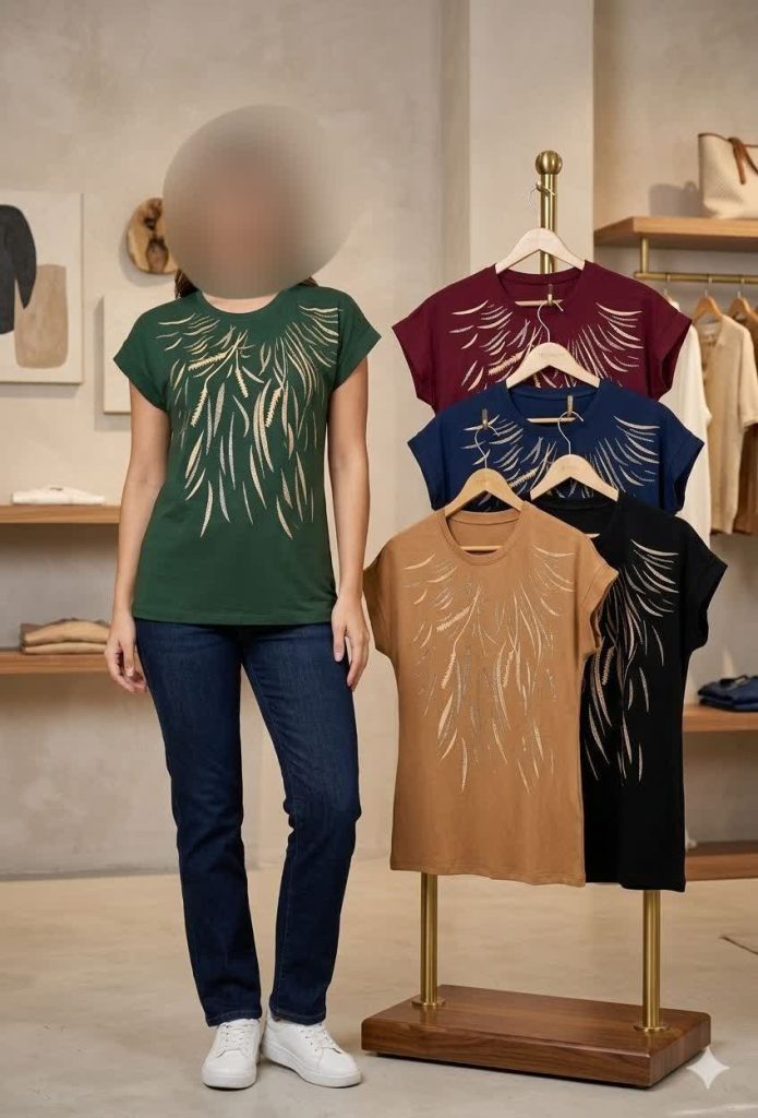 تیشرت سرخود ویسکوز نگینی
