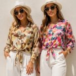 شومیز جلو گره سگگ دار ابرنگی