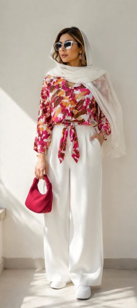 شومیز جلو گره سگگ دار ابرنگی