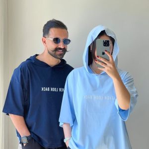 تیشرت باکسی کلاه دار پنبه