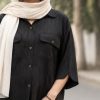 شومیز باکسی دو جیب مچی هفت مشکی تک