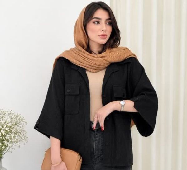 شومیز باکسی دو جیب مچی هفت مشکی تک