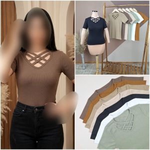 تیشرت یقه حصیری 10 رنگ