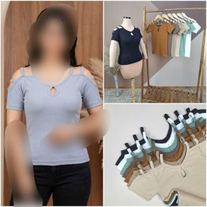 تیشرت سرشونه باز یقه اشکی