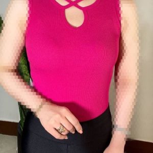 تاپ کبریتی رنگی حلقه ای یقه ضبدر