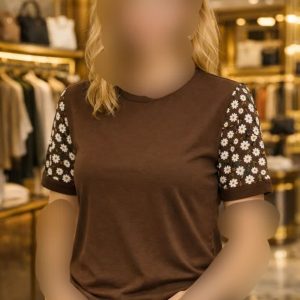 تیشرت لانگ بابونه استین چاپدار