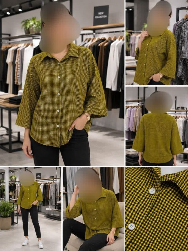شومیز باکسی چهار خونه پنبه
