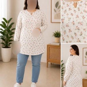 شومیز زمینه سفد گل رنگی