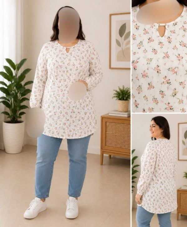 شومیز زمینه سفد گل رنگی