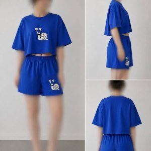 ست کراپ شورتک پنبه نوشته