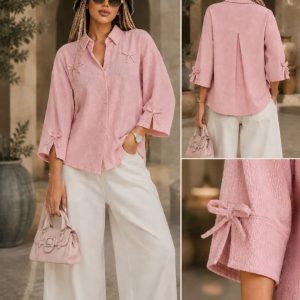 شومیز جلو گره پاپیونی جیب نما