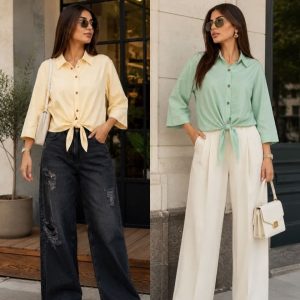 شومیز جلو گره نخ پنبه
