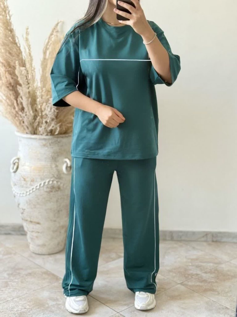 ست تیشرت شلوار مغذی دوزی ساده