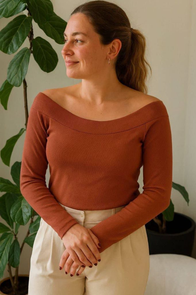 بلوز کبریتی یقه قایقی