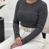 بلوز یقه گرد راه راه