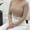 بلوز یقه گرد راه راه
