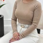 بلوز یقه گرد راه راه