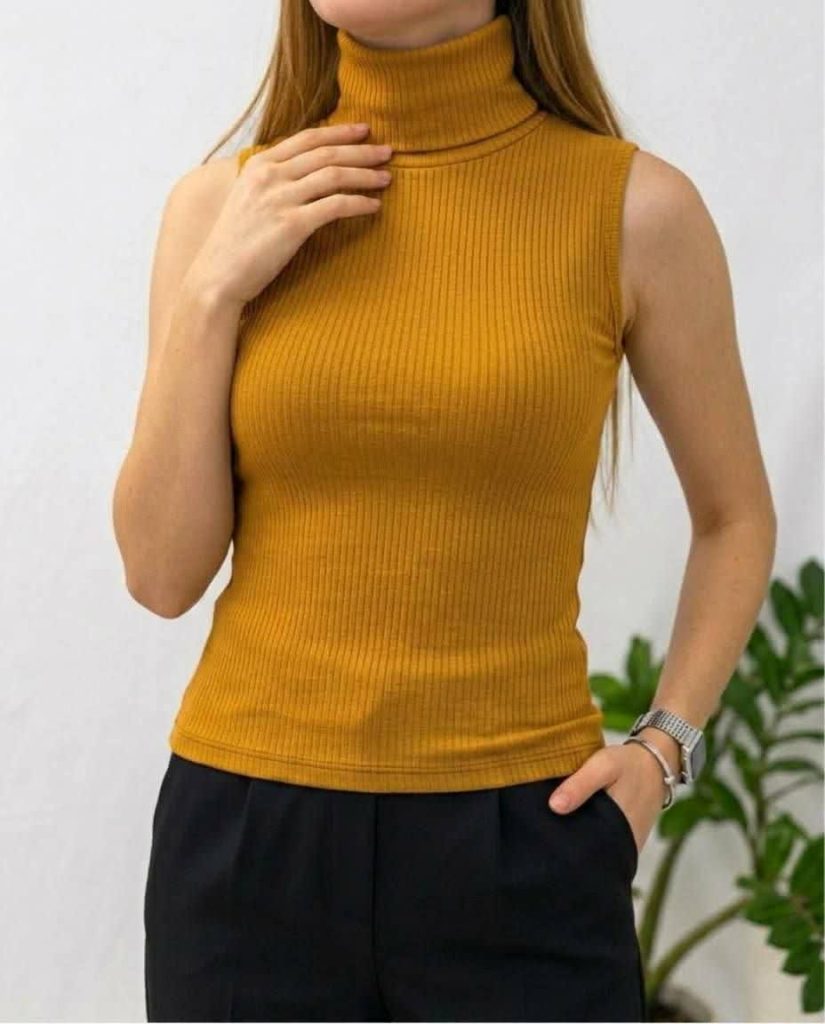 تاپ حلقه ای یقه اسکی اکاردونی